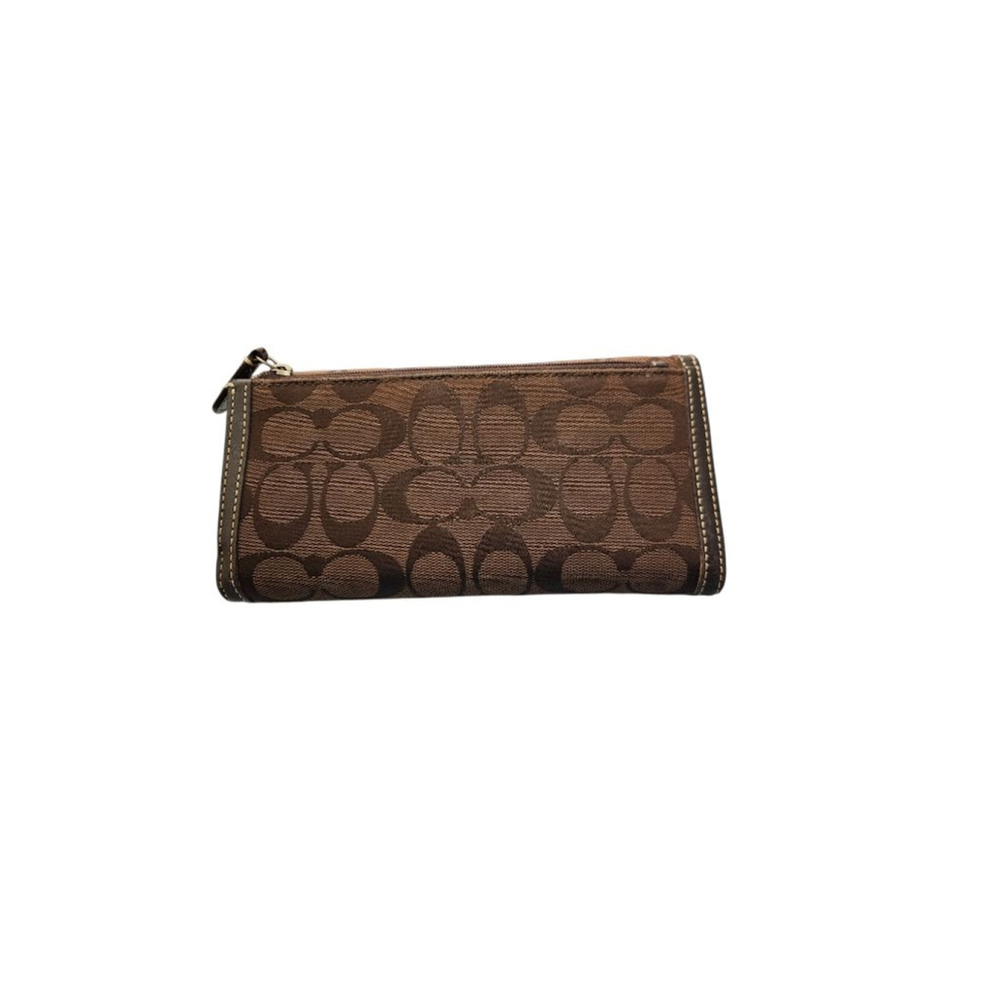 Coach Brown Signature Canvas Wallet One Size - Picture 12 of 14